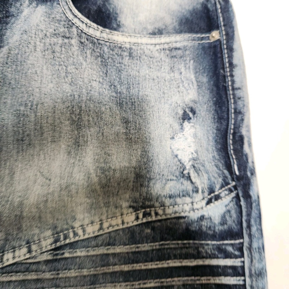 Southpole Mens Denim Shorts 36 Slim Stretch Streetwear Grunge Ribbed Faded Jeans - Picture 4 of 9